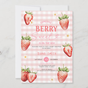 Invitation Fraise rose Baby shower sucré