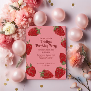Invitation Fraise rouge et rose