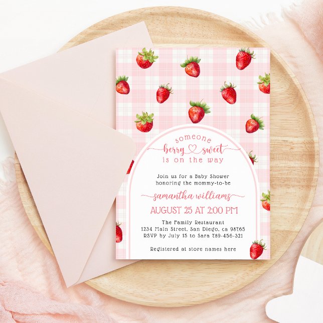 Invitation Fraise sucrée été Rustique bébé fille douche (Créateur téléchargé)