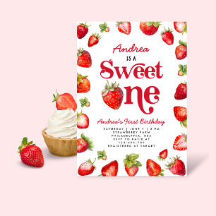 Invitation Fraise Sweet One First Birthday pour filles