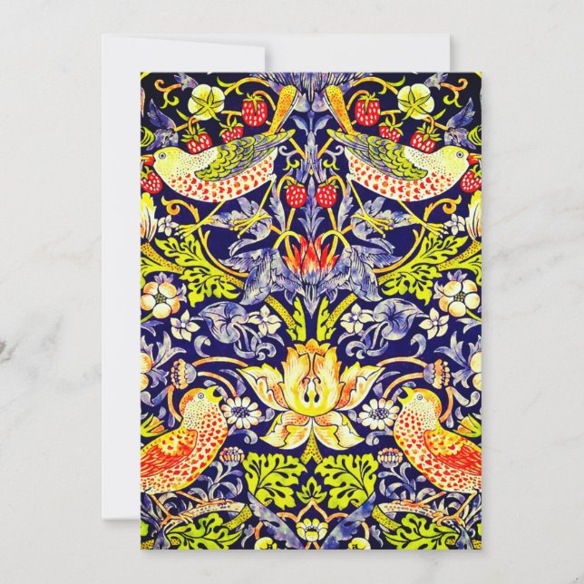 Invitation Fraise Thief Oiseaux William Morris (Devant)