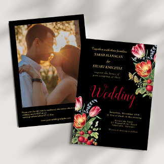 Invitation Fraises de Tulipes foncées Photo Mariage du code Q