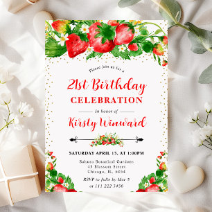 Invitation Fraises et Fleurs & Photo 21e anniversaire