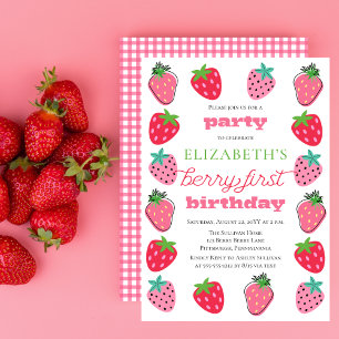 Invitation Fraises Fille Berry Premier anniversaire fête