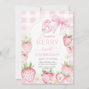 Invitation Fraises rose mignonne Berry Sweet 6e anniversaire