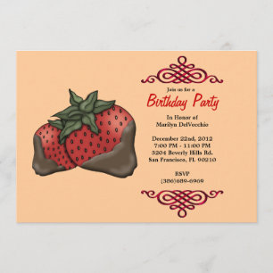 Invitation Fraises rouges sucrées et munies d'une bordure rou