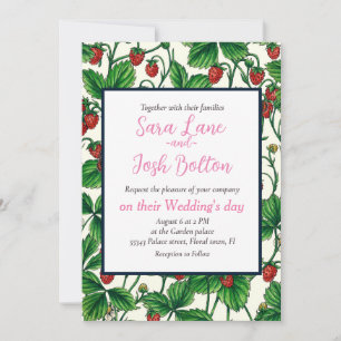 Invitation Fraises sauvages sur blanc