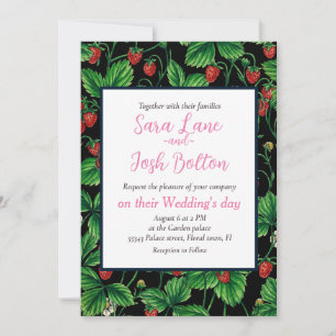 Invitation Fraises sauvages sur le noir