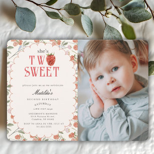 Invitation Framboise Berry Deux Douce 2ème Photo Fille Annive
