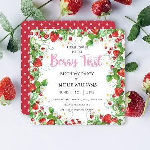 Invitation Framboise   Berry Première fête d'anniversaire