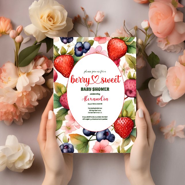 Invitation Framboise colorée baby shower fraise (Créateur téléchargé)