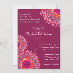 Invitation Framboise Fleurs Modernes Mariage Invite