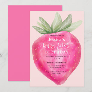 Invitation Framboise rose de premier anniversaire