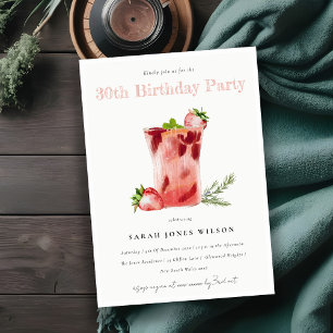 Invitation Framboise rose Margarita Cocktail Tous les Anniver