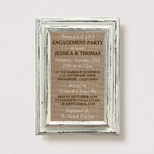 Invitation Frame blanc rustique & Burlap