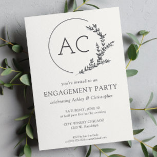Invitation Frame de Foliage moderne Soft White Engagement