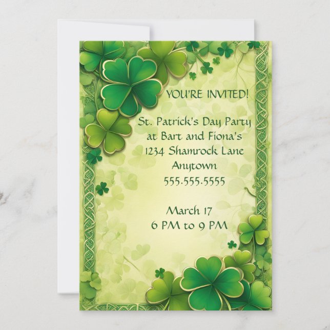 Invitation Frame de noeud shamrock et celtique St. Patrick's  (Devant)