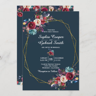 Invitation Frame or floral de la marine de Bourgogne sur Mari