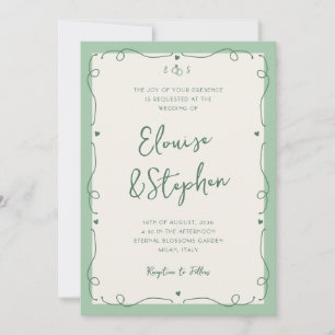 Invitation Français Vintage Main tiré Whimsical Frame Mariage