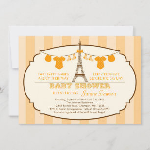 Invitation française de baby shower de jumeau de