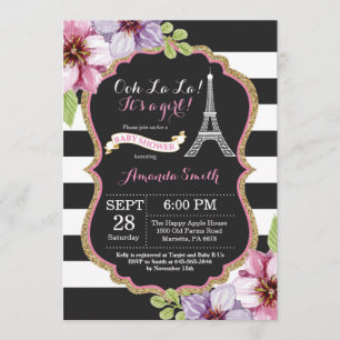 Invitation française de baby shower de Tour Eiffel