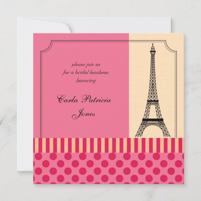 Invitation française de Fête de la mariée de Tour (Devant)