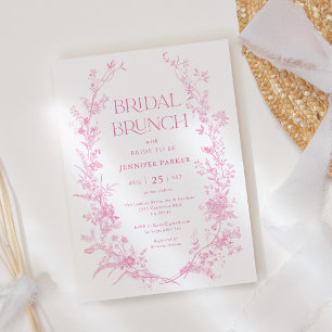 Invitation Française Toile rose Floral Brunch nuptial
