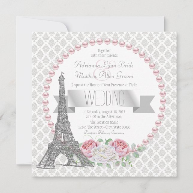 Invitation France Pays Paris Mariage (Devant)
