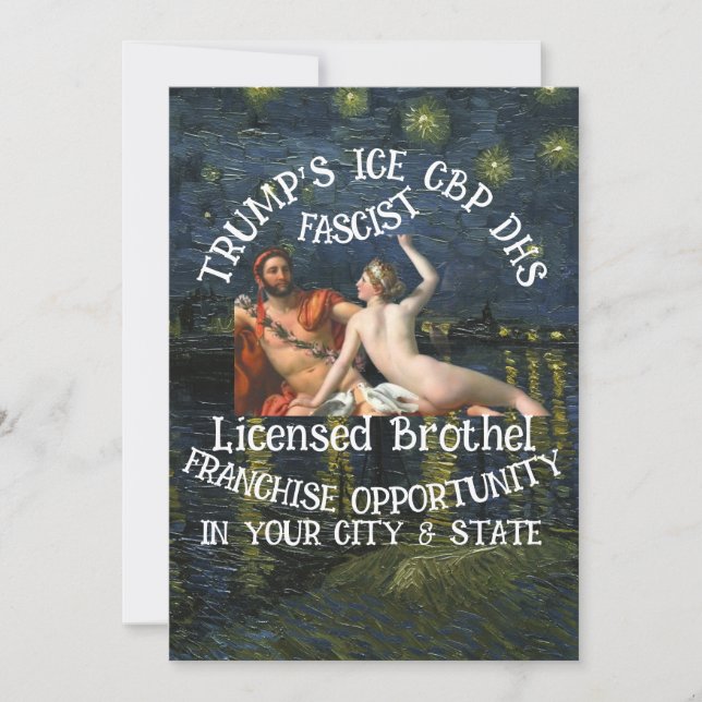 Invitation Franchise de bordel Trump agréé assuré gros $ (Devant)
