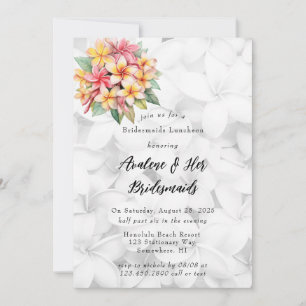 Invitation Frangipani Floral Hawaiian Bridesmaiers déjeuner
