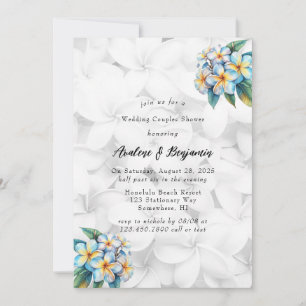 Invitation Frangipani Floral Hawaiian Mariage Couples Douche