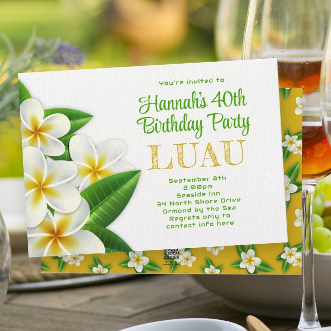 Invitation Frangipani Hawaiian Luau (Créateur téléchargé)