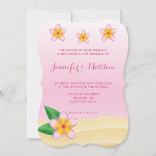Invitation Frangipani rose Fleurs tropicales Mariage de plage