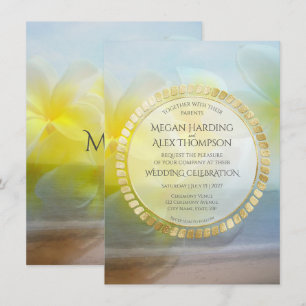 Invitation Frangipani Tropical Modern Beach Mariage élégant