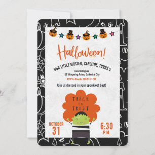 Invitation Frankenstein Halloween Anniversaire Fête Invitatio