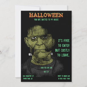Invitation Frankenstein Halloween Monster dangereux