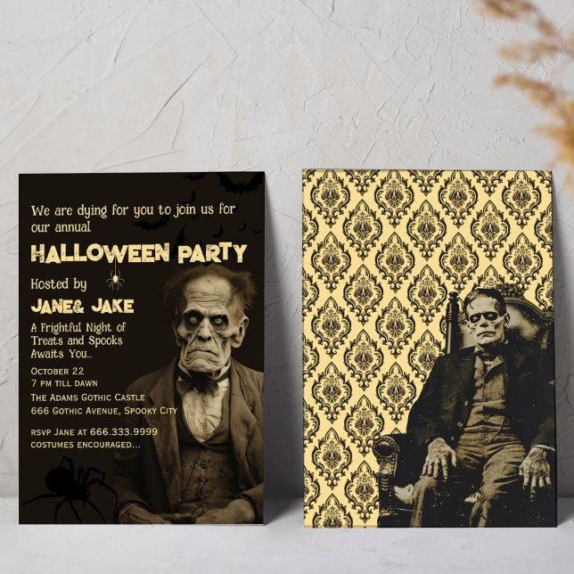 Invitation Frankenstein Monster Vintage Halloween Fête des ad (Créateur téléchargé)