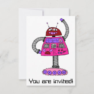 Invitation Frankie Robot : Rose sur blanc