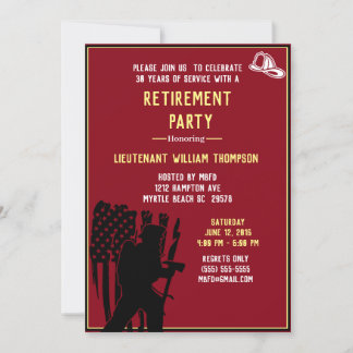 Invitation Frapeau pompier/pompier Chef de la retraite