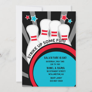 Invitation Frappe à l'invitation du Fun Bowling Birthday Part
