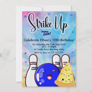 Invitation Frappe Un Peu Amusant, Tie Dye Boys Bowling Party