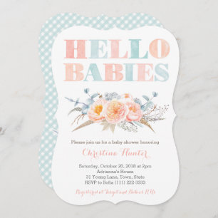 Invitation Fraternal Boy Girl Twins Genderless Baby shower