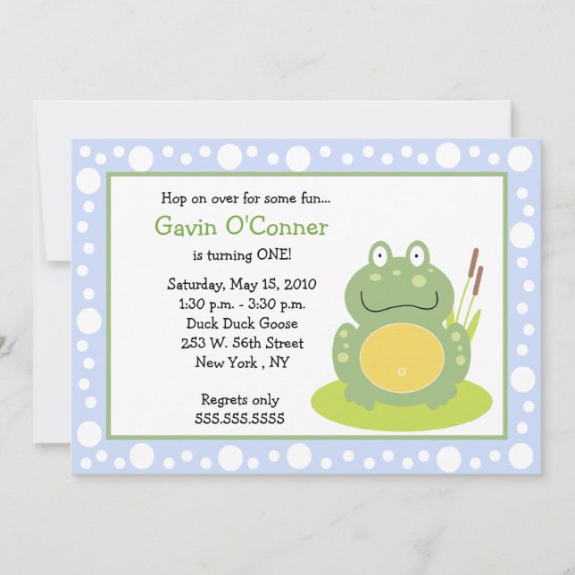 Invitation Freddy Grenouille Froggy Anniversaire 5x7 Invitati (Devant)