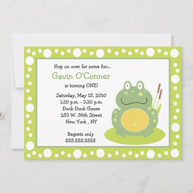 Invitation Freddy Grenouille Froggy Anniversaire 5x7 Invitati (Devant)
