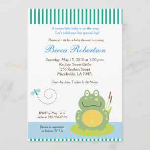 Invitation Freddy le Baby shower de grenouille à l'étang 5x7