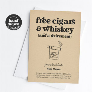Invitation Free Cigars & Whiskey Funny Retirement Party