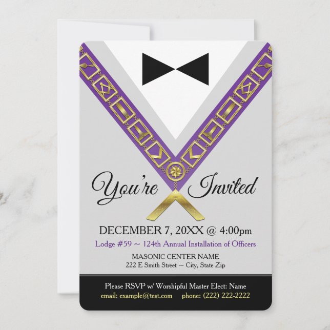 Invitation Freemason - Grand Maître Bijou Masoniqu (Devant)