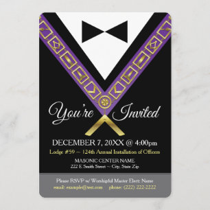 Invitation Freemason - Joyau Masonique Purple & Or