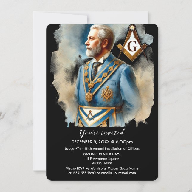 Invitation Freemason Masonry Carré et Compass Masonic (Devant)