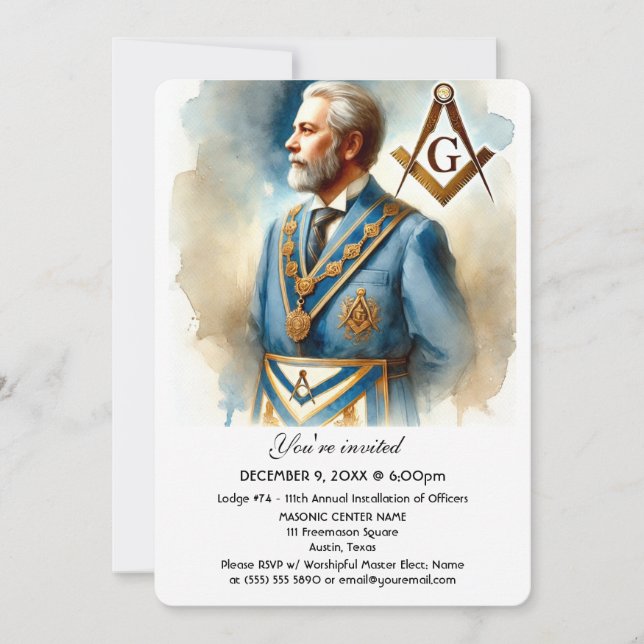 Invitation Freemason Masonry Carré et Compass Masonic (Devant)